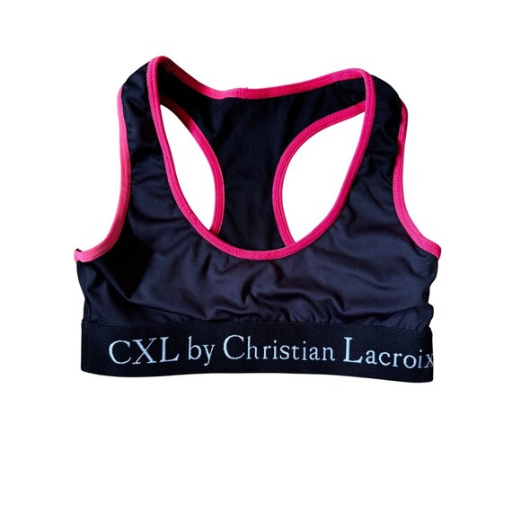 Cxl By Christian Lacroix Black Pink Trim Sports Bra Active Wear Kids Teen 14/16 - Picture 1 of 4